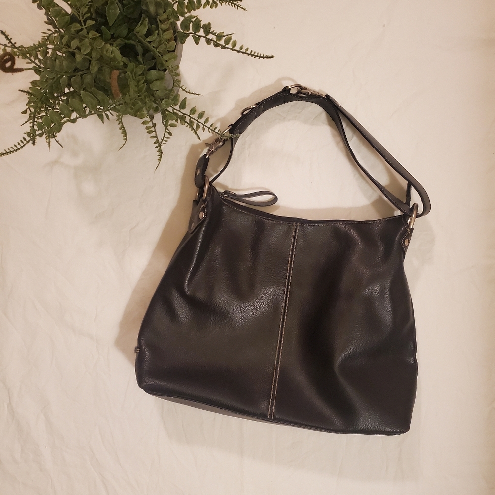 Nine & Company black leatherette adjustable strap shoulder bag